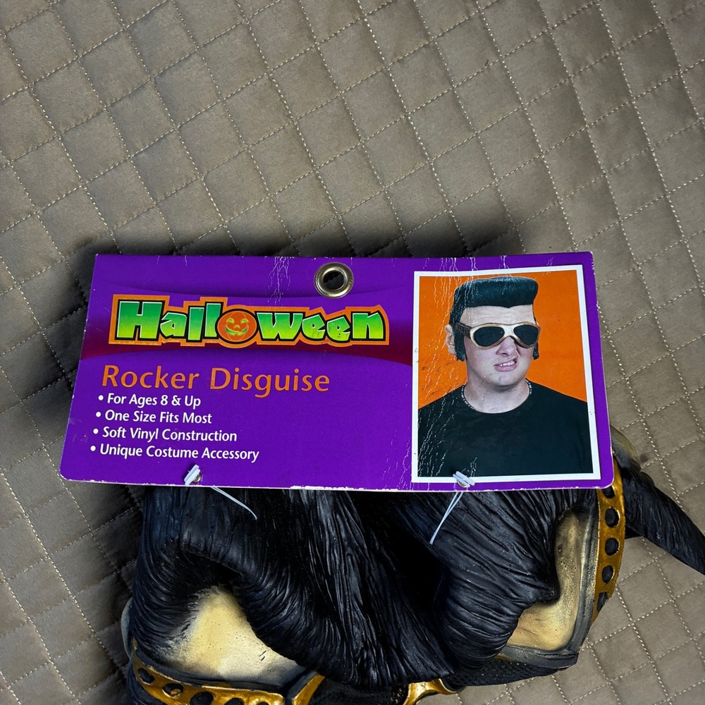 Vintage Rocker Disguise Mask Elvis 50s‎ Pompadour Sunglasses Halloween Costume